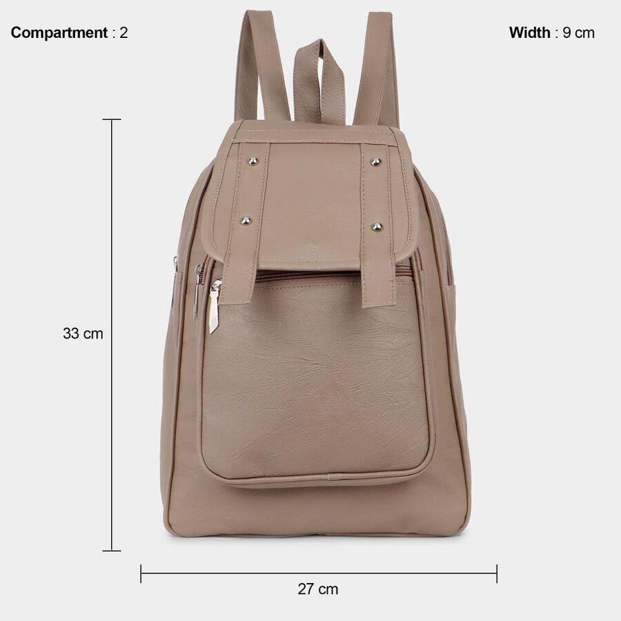Women's Beige Polyurethane Backpack, , large image number null