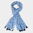 Women's Blue Viscose Scarf, , small image number null