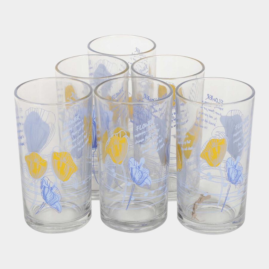 Printed Round Glass Set Of 6 Tumbler, , large image number null