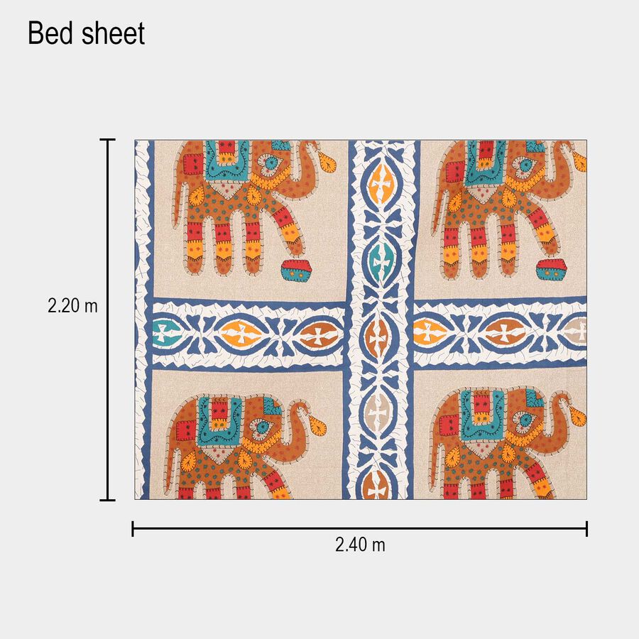 Grey Cotton Double Bedsheet With Pillow Cover, , large image number null