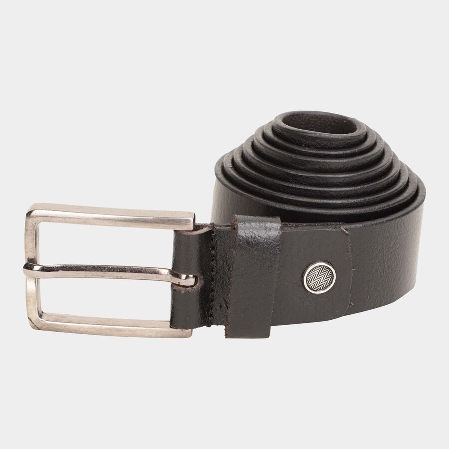 Men's Black Leather Casual Belt, , large image number null