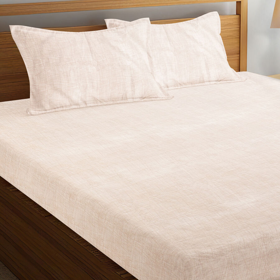 Beige Microfiber Double Bedsheet, , large image number null