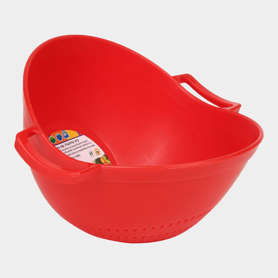 Red Plastic Colander, , large image number null