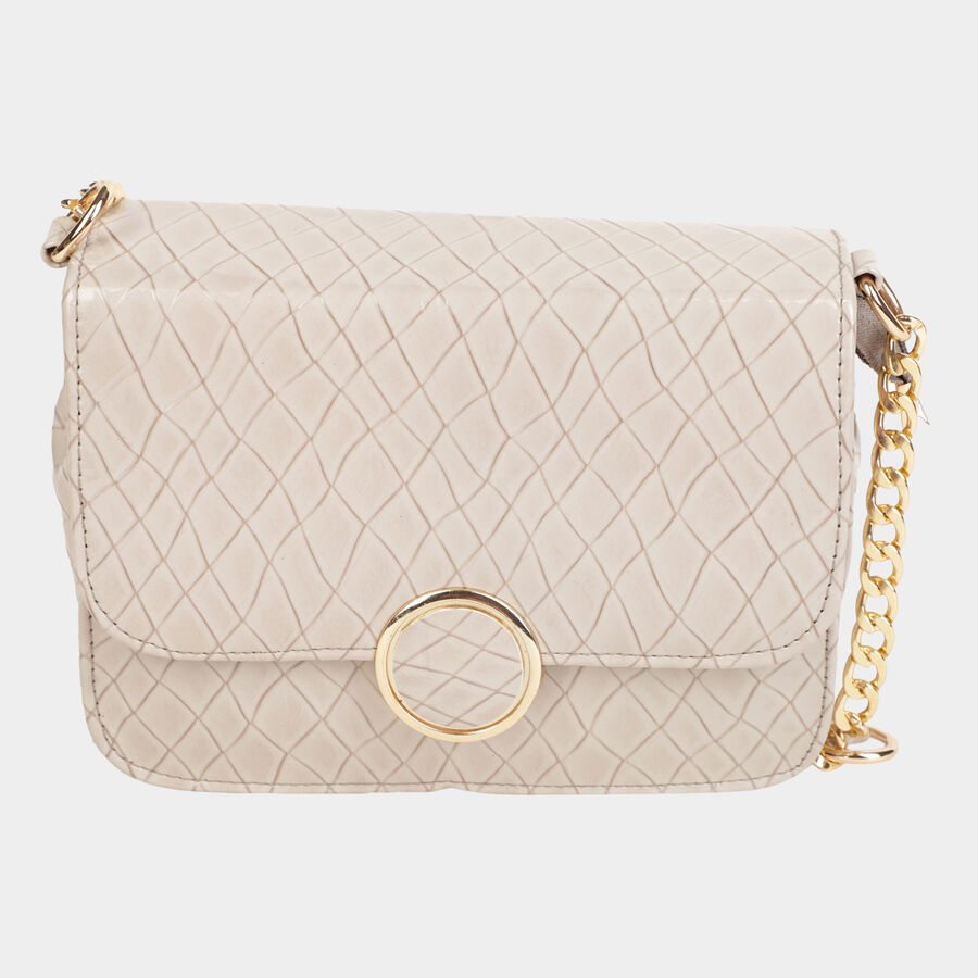 Women's Grey Polyurethane Sling Bag, , large