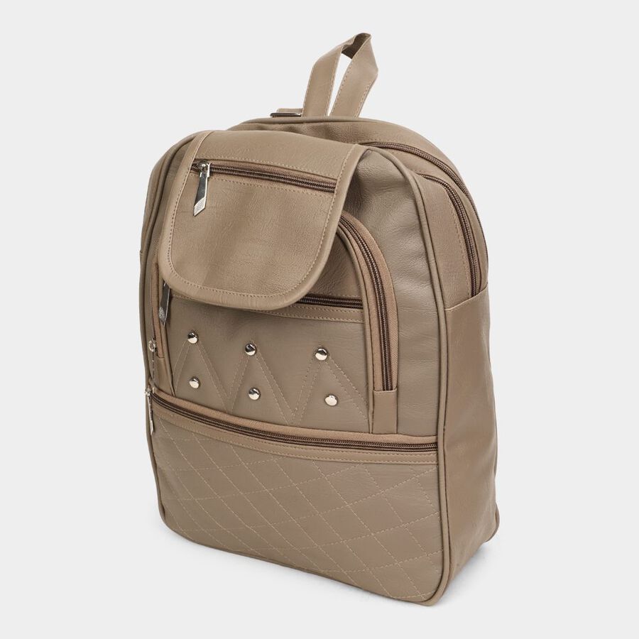 Women's Beige Polyurethane Backpack, , large image number null