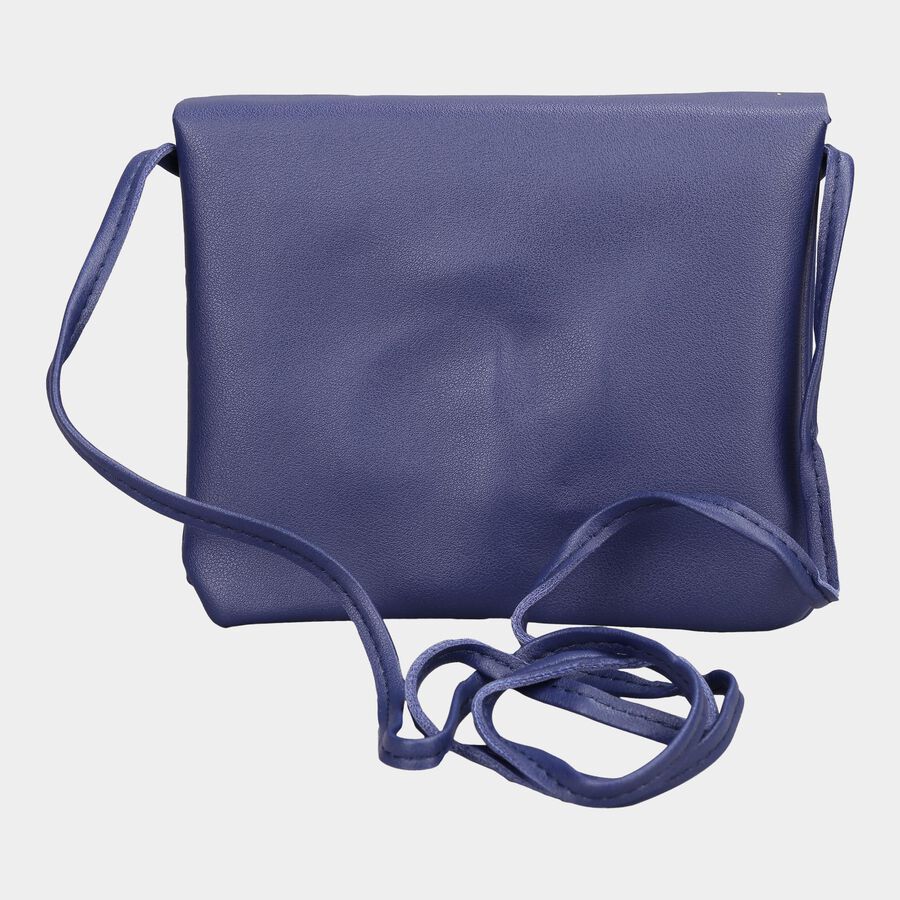 Women's Blue Polyurethane Sling Bag, , large