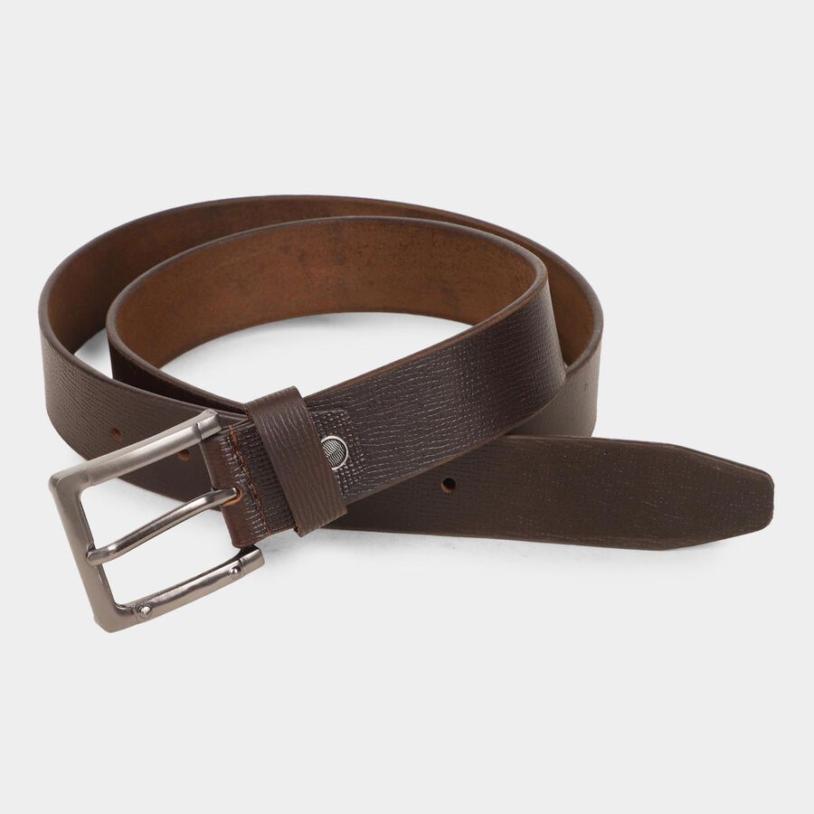 Black Tie Men's Brown Leather Formal Belt, Upto 38 in Waist Vishal