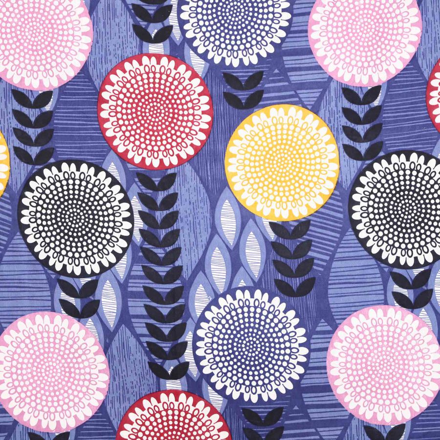 Blue Floral Printed Single Bedsheet, , large