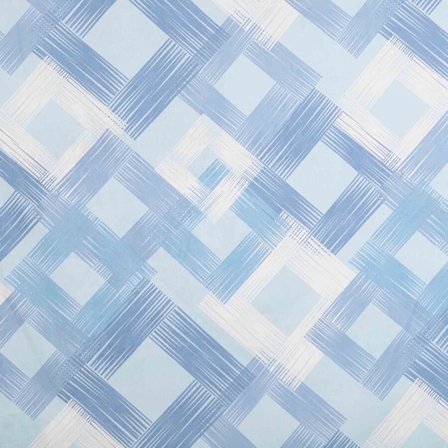 Blue Geometric Printed Single Bedsheet, , large