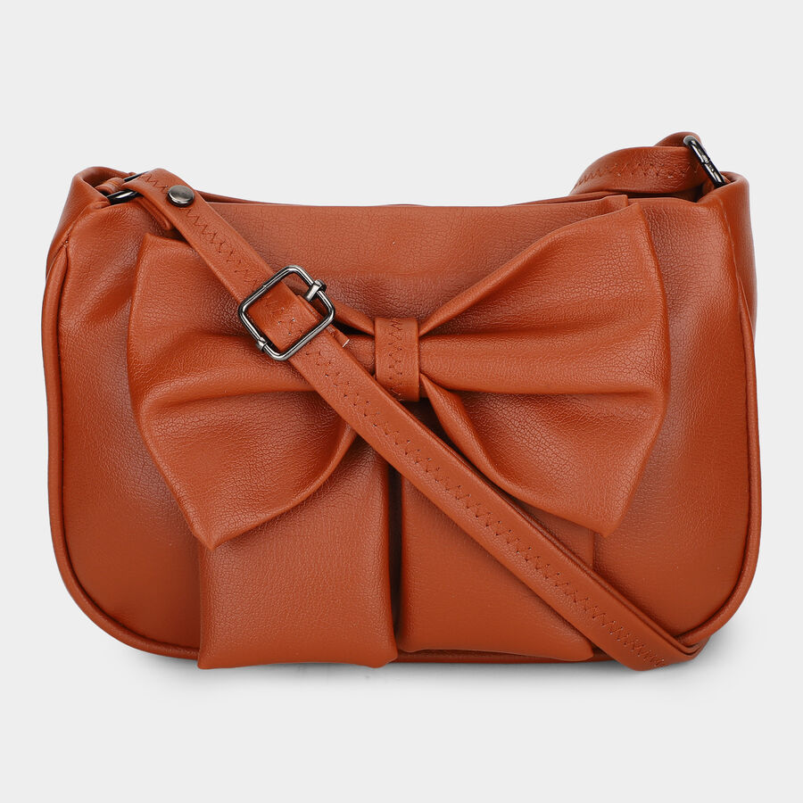 Women's Tan Polyurethane Handbag , , large