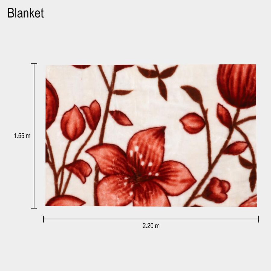 Red Floral Printed Double Blanket, , large image number null