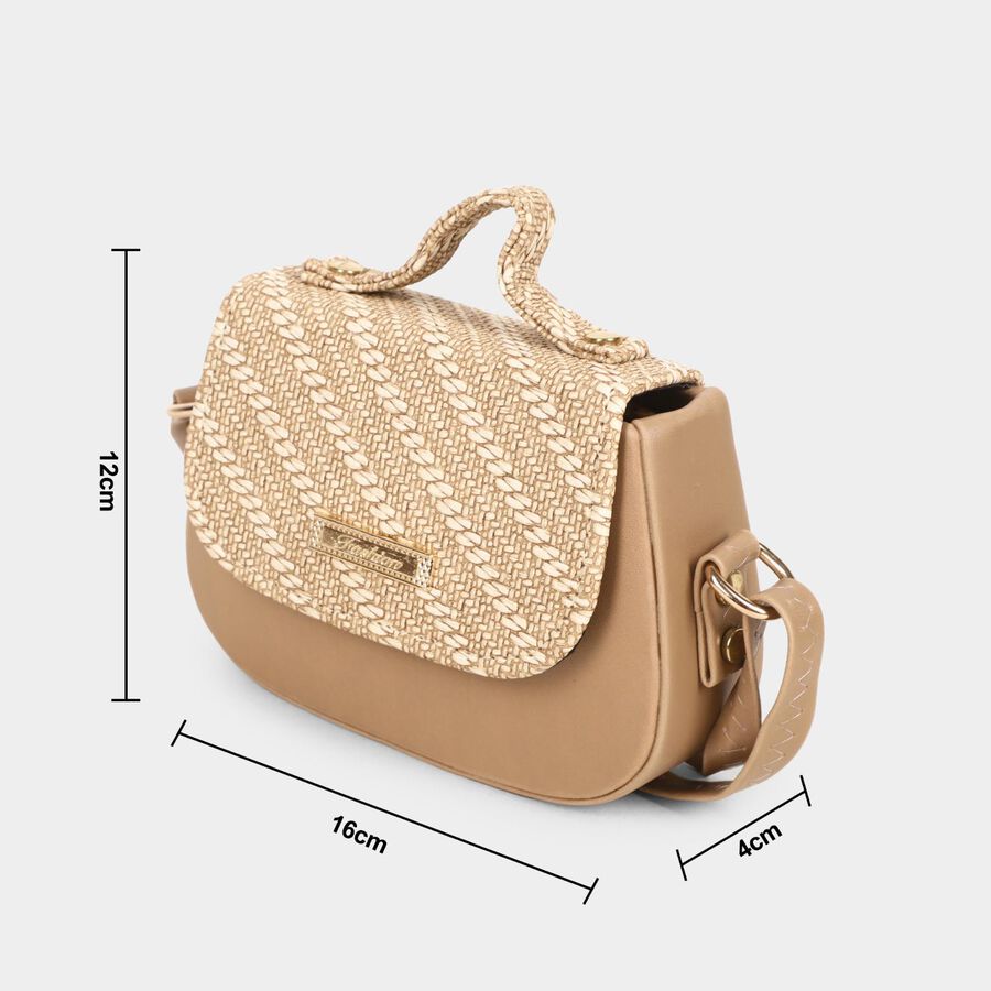 Women's Beige Polyurethane Sling Bag, , large image number null