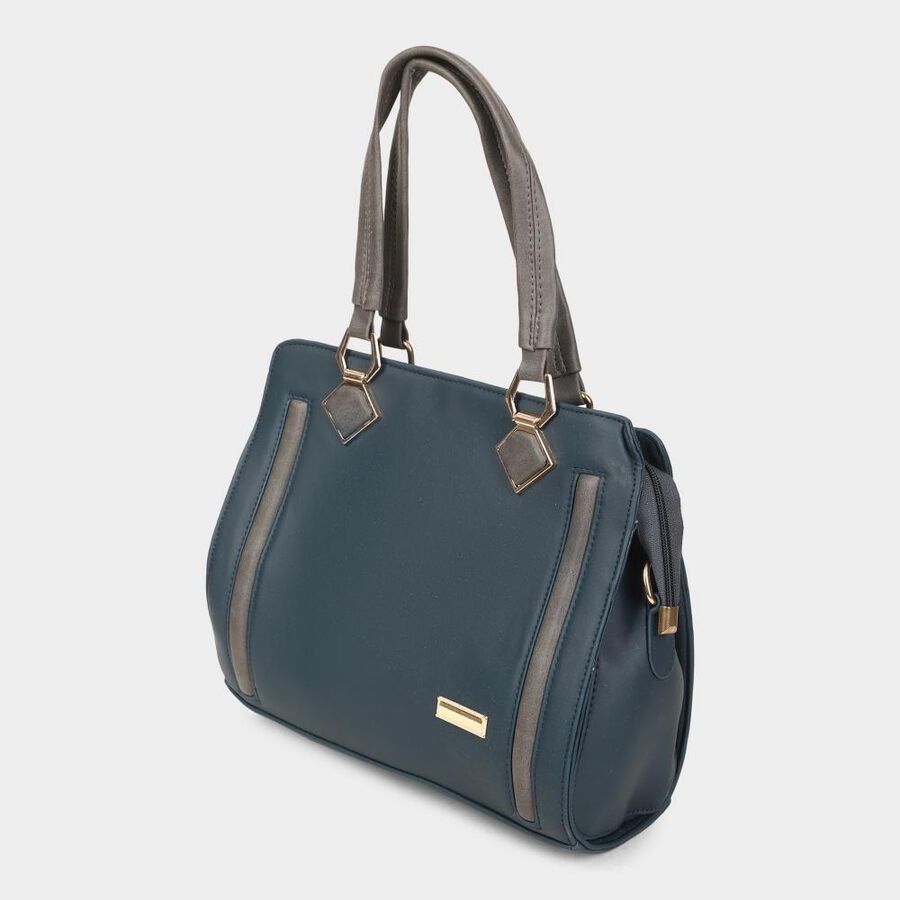 Women's Teal Blue Polyurethane Tote Bag, , large image number null
