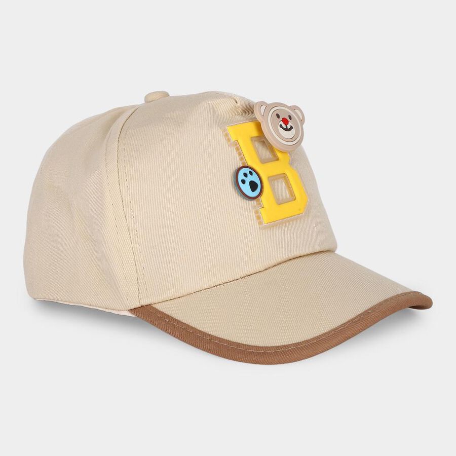 Kid's Beige Fabric Cap, , large