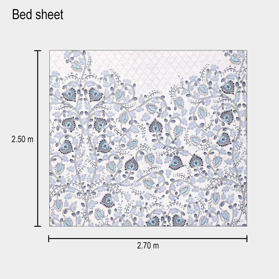Blue Cotton Double Bedsheet With Pillow Cover, , large image number null