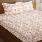 Beige Cotton Floral Printed King Size Bedsheet, , small image number null