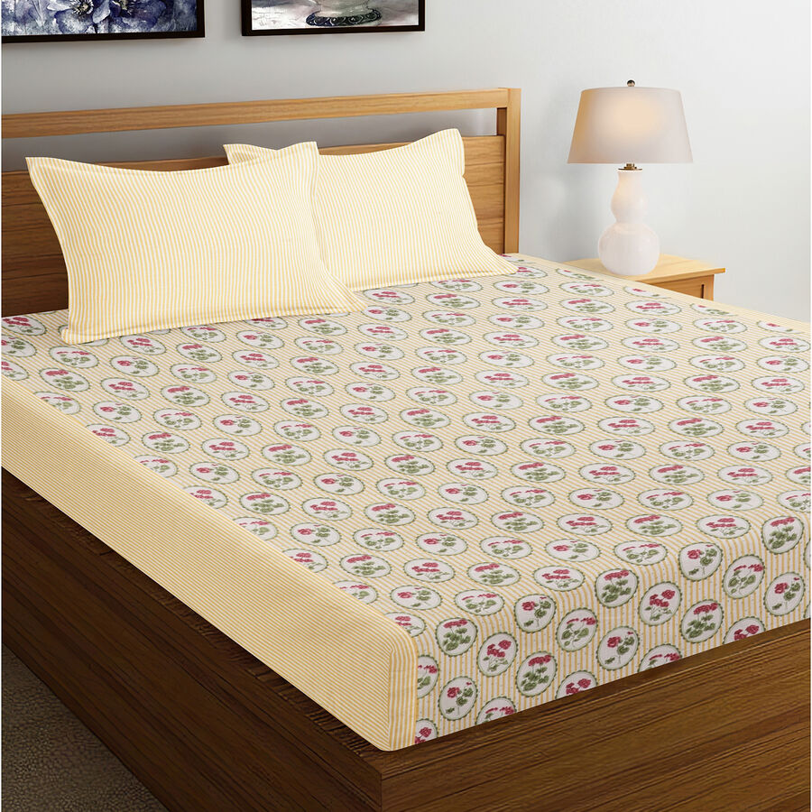 Multicolour Polycotton Double Bedsheet, , large image number null