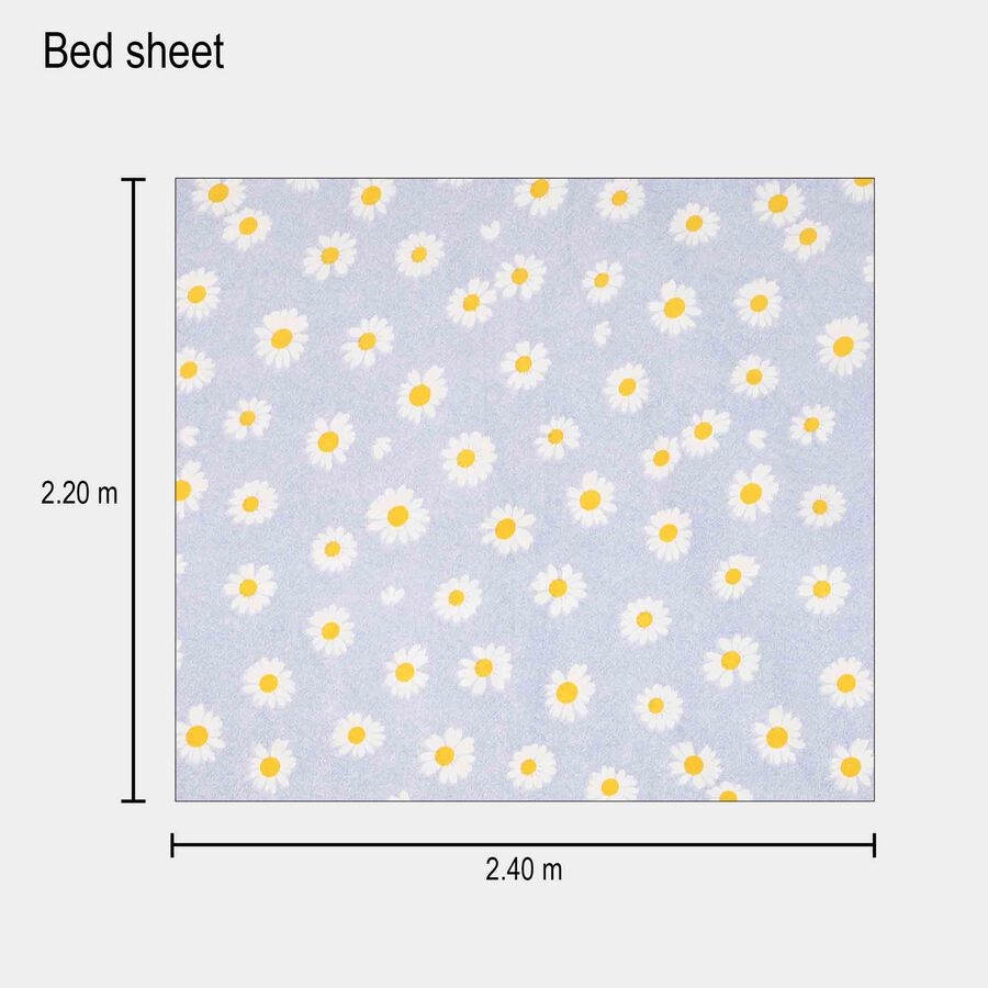 Blue Microfiber Double Bedsheet with Pillow Cover, , large