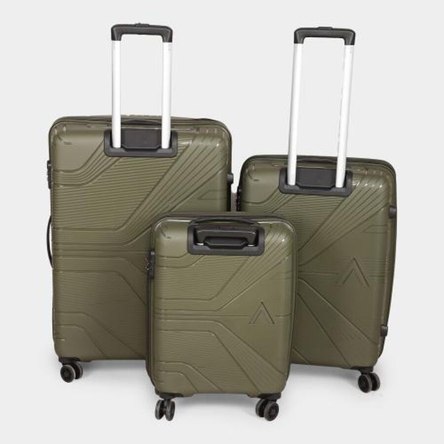 8-Wheel Green Polypropylene Hard Case Trolley, Small + Medium + Large, , large image number null