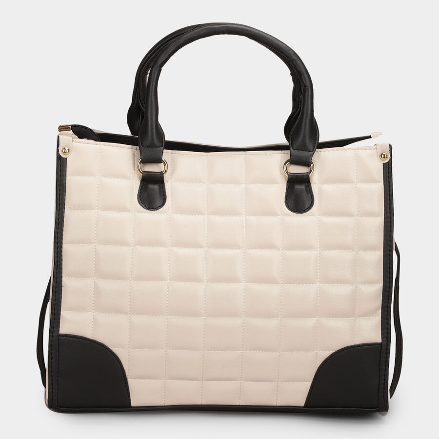 Beige Pu Hand Bag, , large