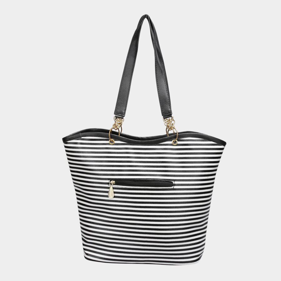 Women's Black Polyurethane Tote Bag, , large image number null