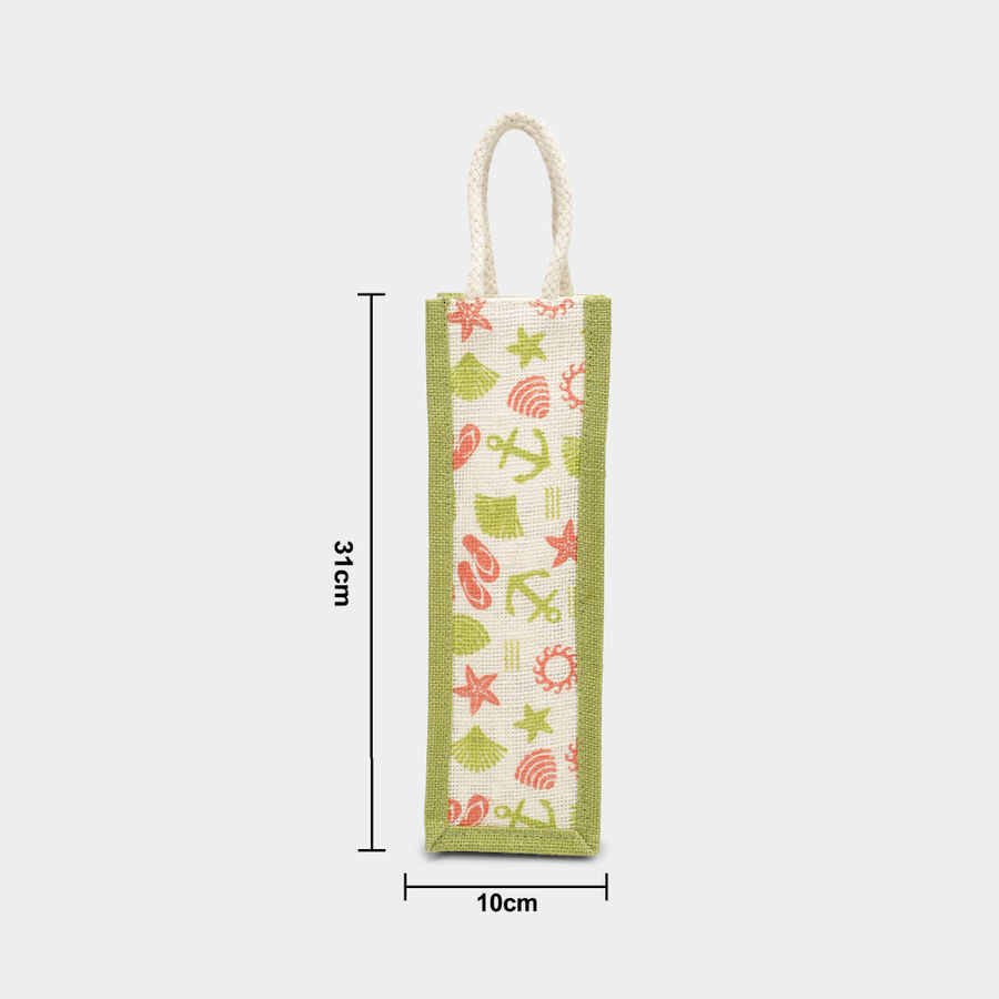 Light Green Printed Jute Bottle Bag, , large image number null