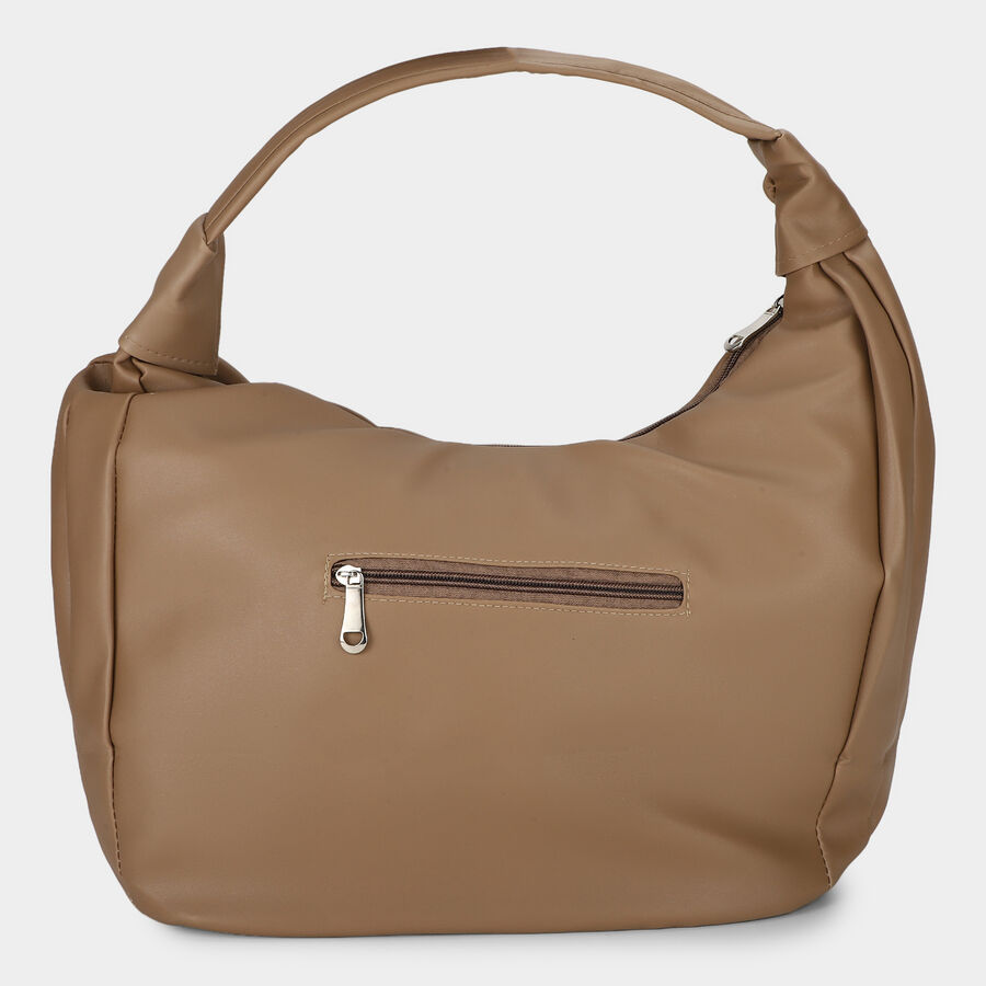 Woman'S Beige slouchy shoulder Bag, , large