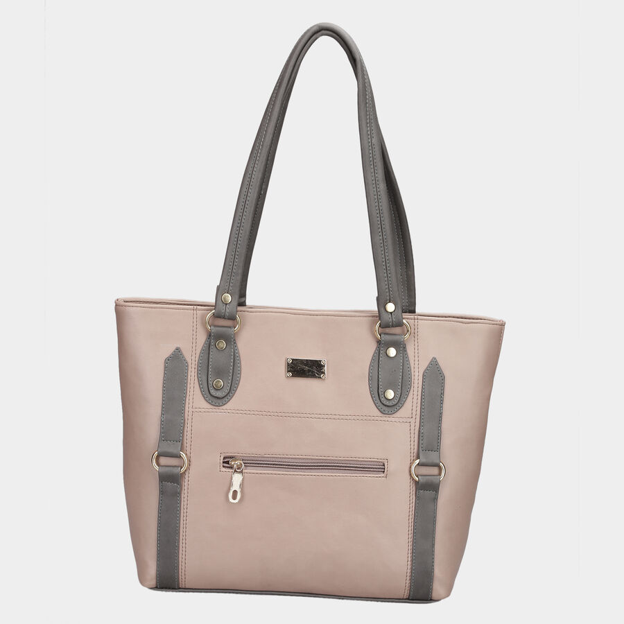 Women's Peach Polyurethane Tote Bag, , large image number null