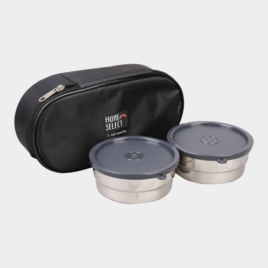 Steel Lunch Box, 2 Containers and Bag, , large image number null