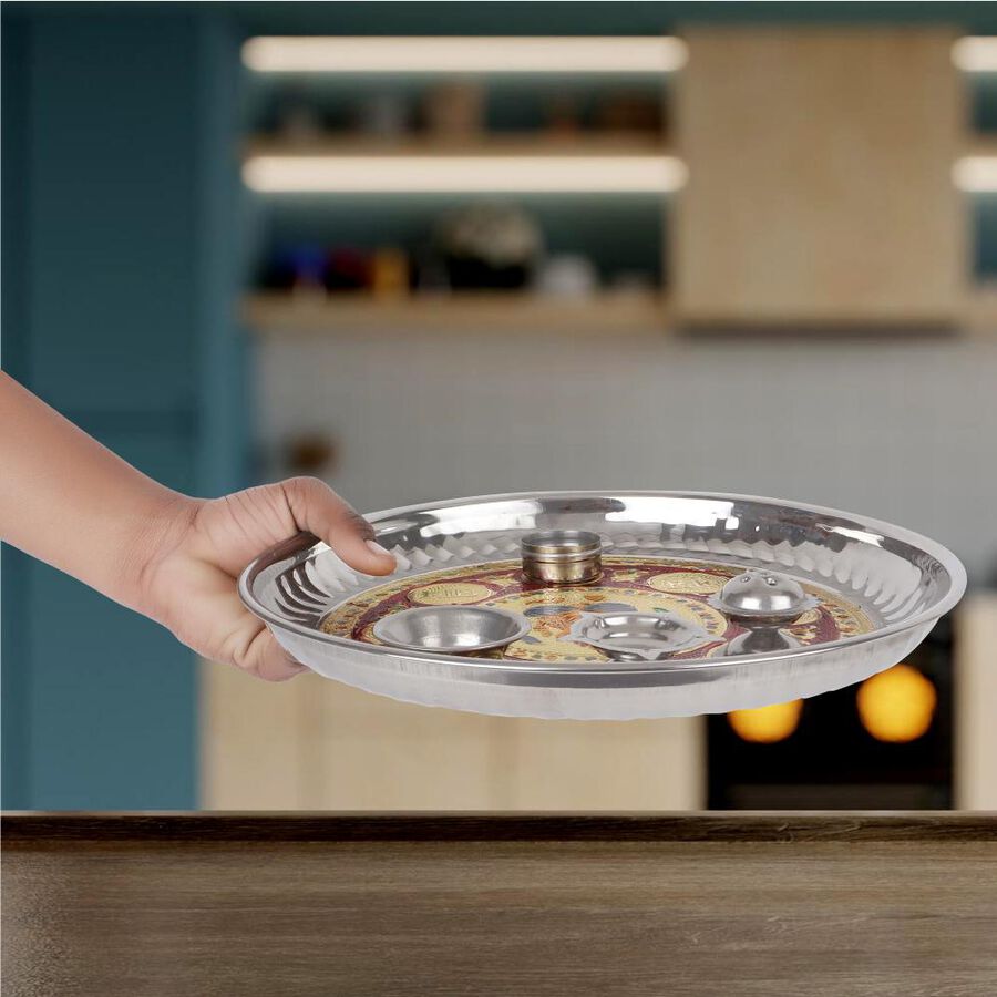 Steel Pooja Plate, , large image number null