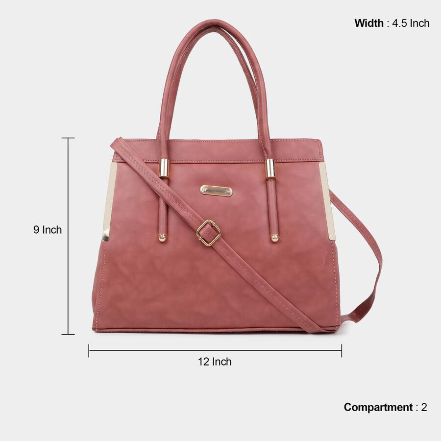 Women's Peach Polyurethane Tote Bag, , large image number null