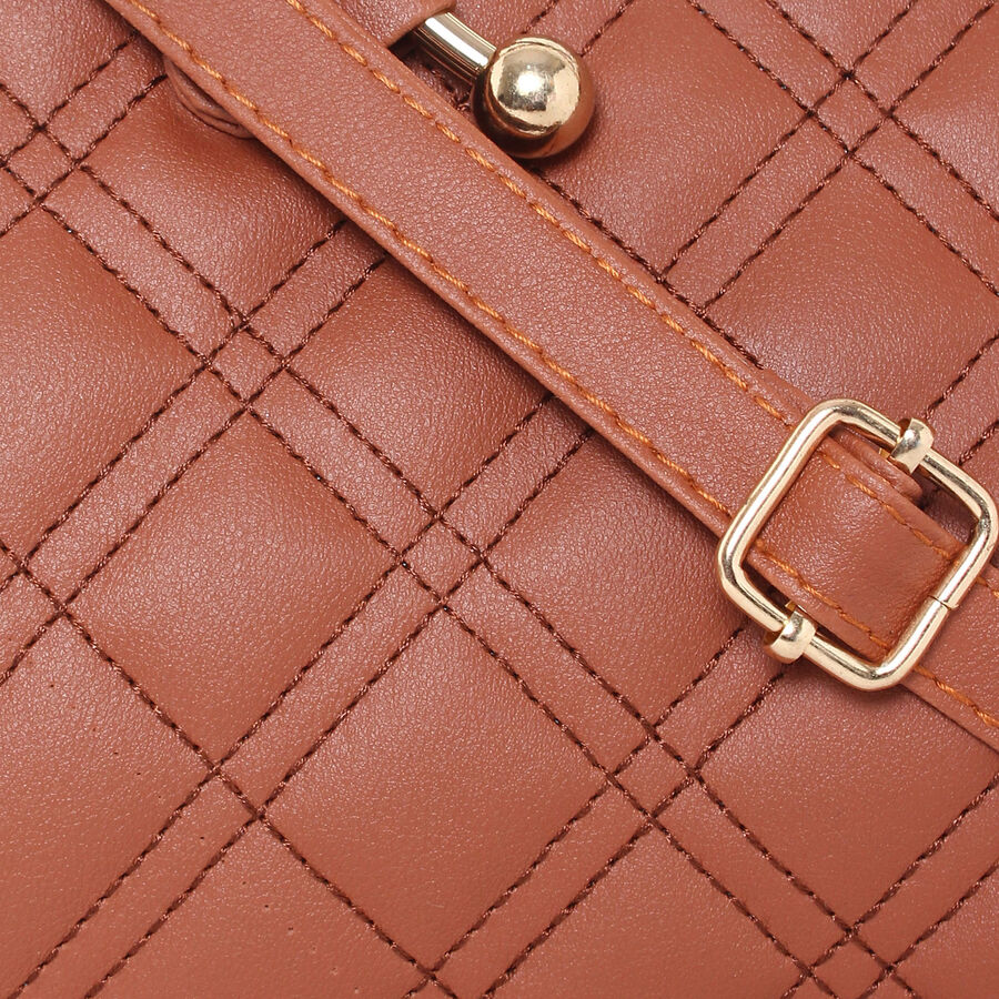 Women Quilted Tan Handbag, , large image number null