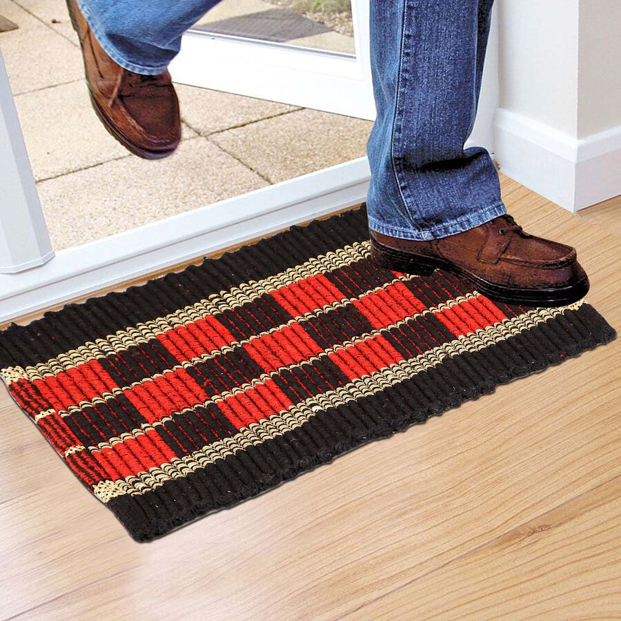 Maroon Polyester Cotton Door Mat, , large image number null