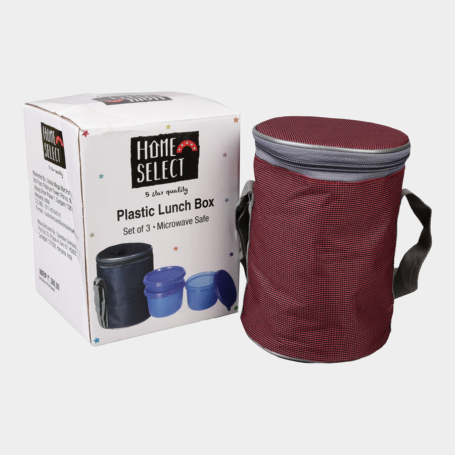 Plastic Lunch Box - 3 Containers With Bag, , large image number null