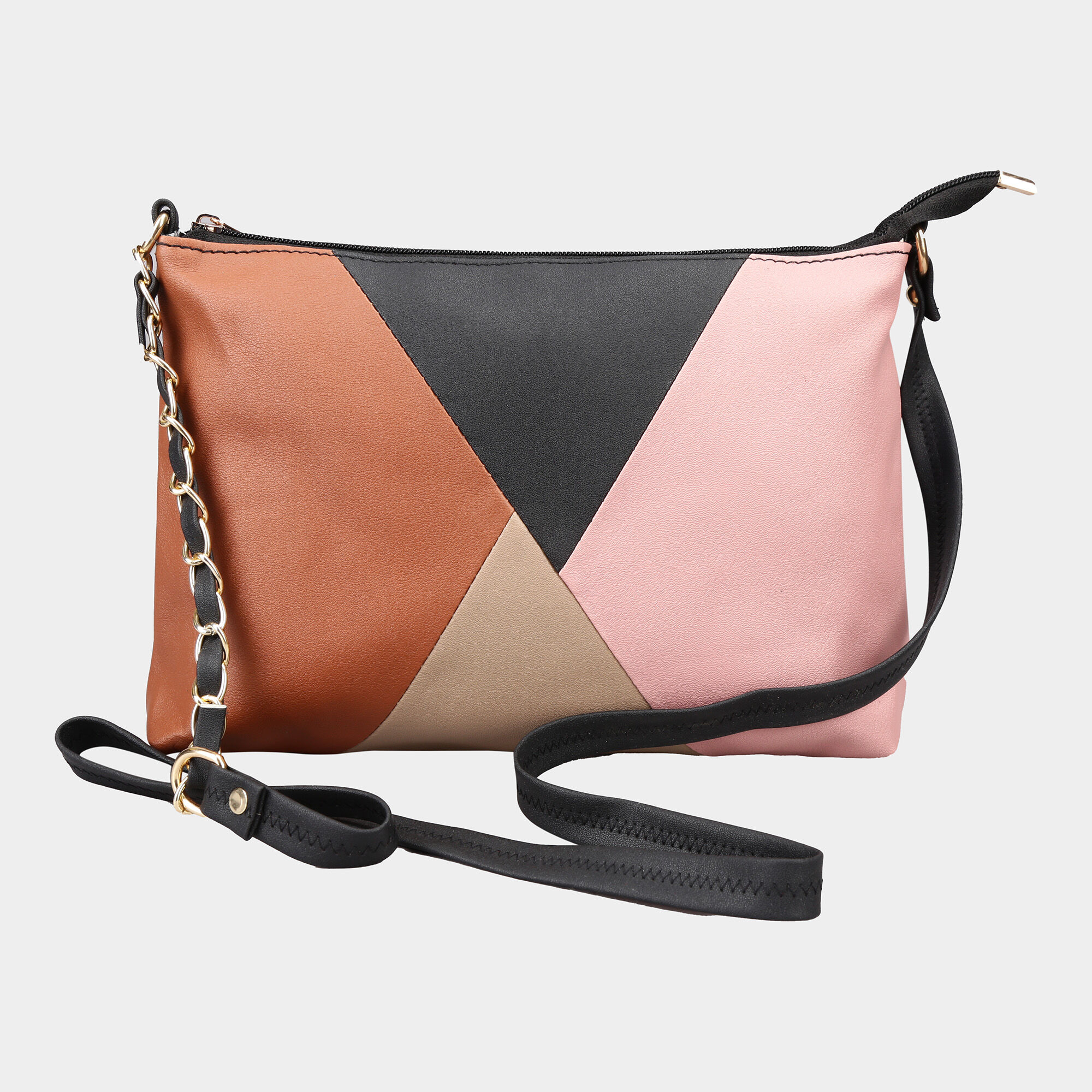 Women s Polyurethane Zipper Sling Bag