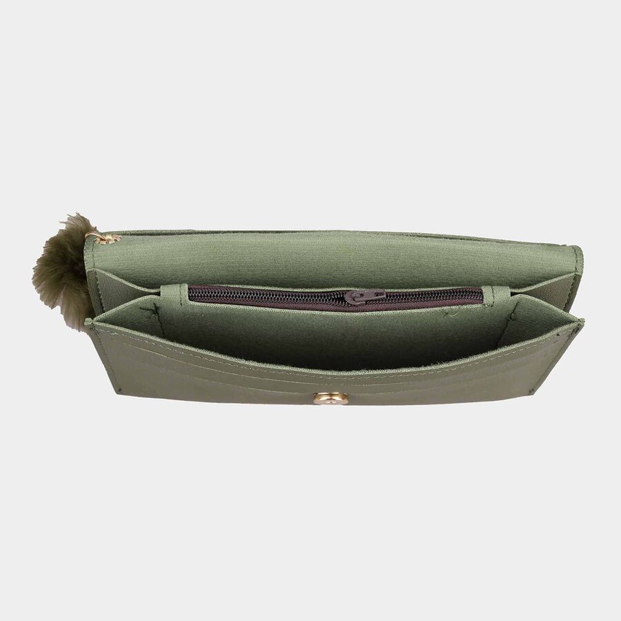 Women's Olive Polyurethane Hand Pouch, , large image number null