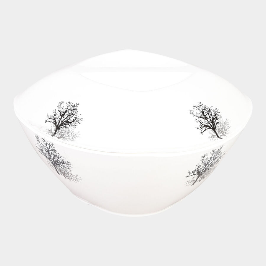 White Printed Melamine Bowl with Lid, , large image number null