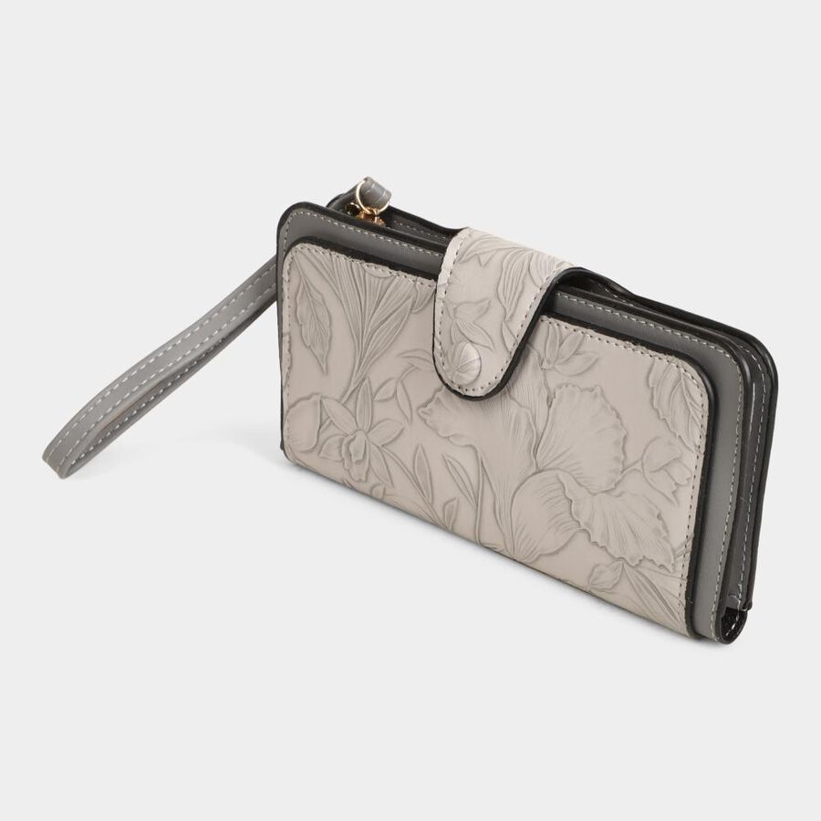 Women's Grey Polyurethane Long Wallet, , large image number null