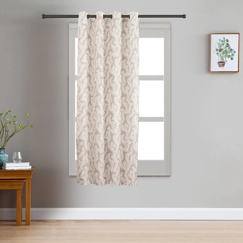 Home Beautiful                         5ft. Soft Beige Printed Eyelet Curtains