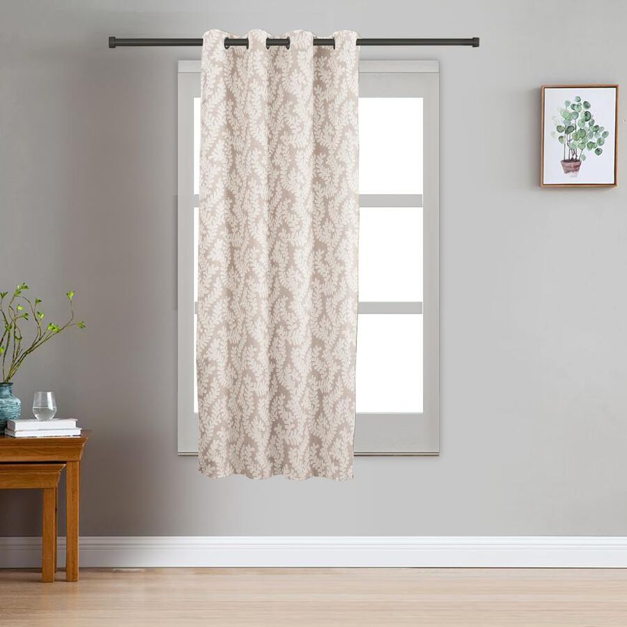 5ft. Bedroom Soft Beige Printed Eyelet Curtains, , large image number null