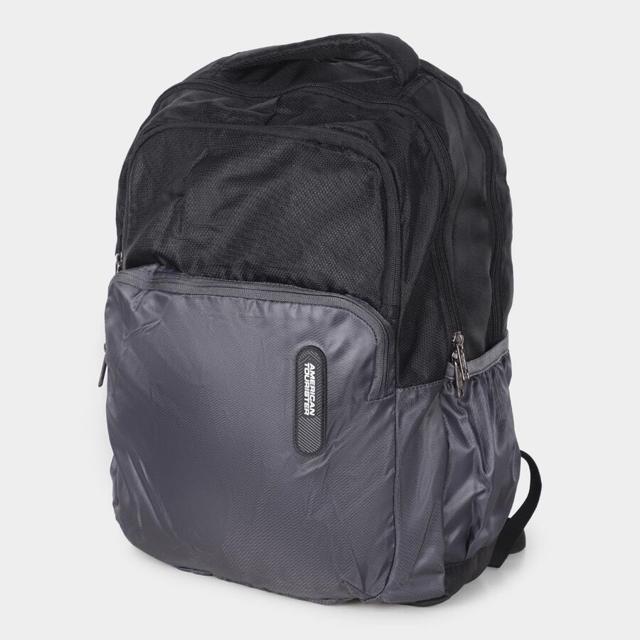 Dark Grey Polyester Backpack with Laptop Compartment, , large image number null