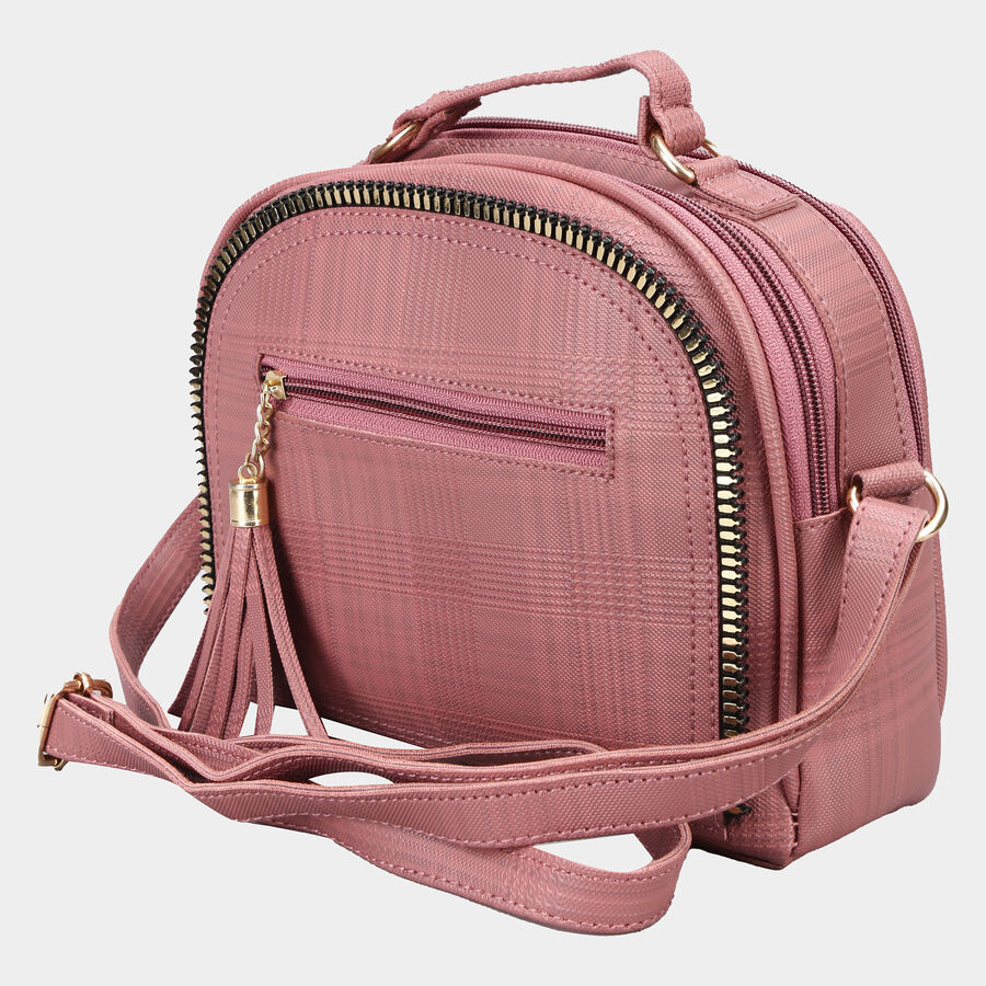 Women's Pink Polyurethane Sling Bag, , large image number null
