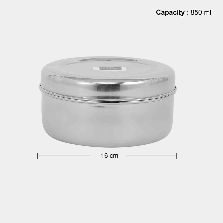 Stainless Steel Round Container (Poori Dabba) - 850ml, , large image number null