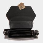Women's Black Polyurethane Handbag, , small