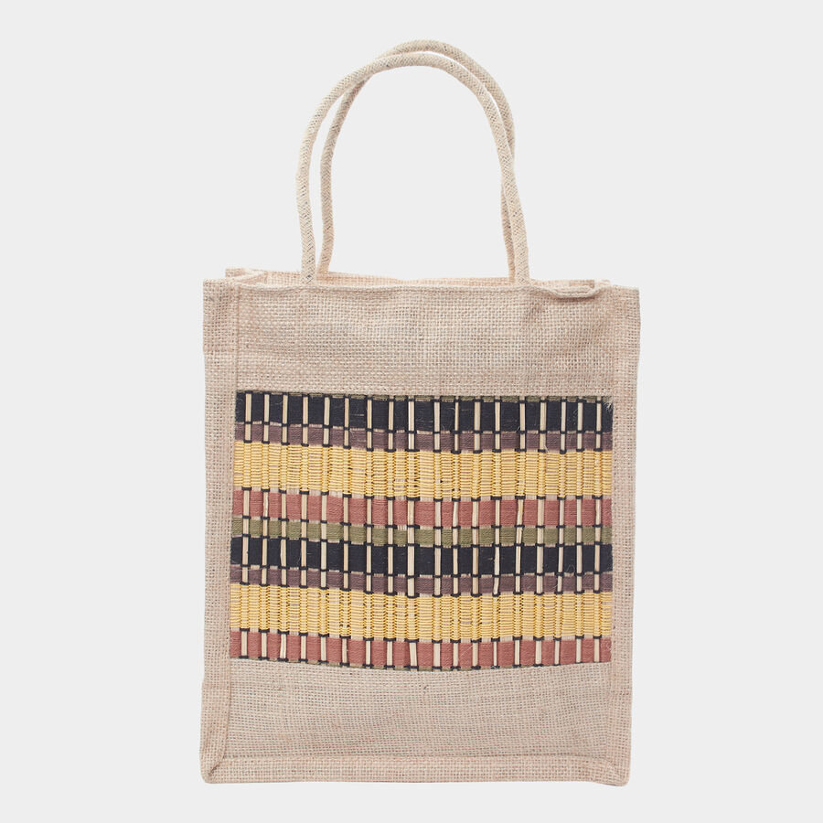 Women's Beige Jute Tote Bag, , large image number null