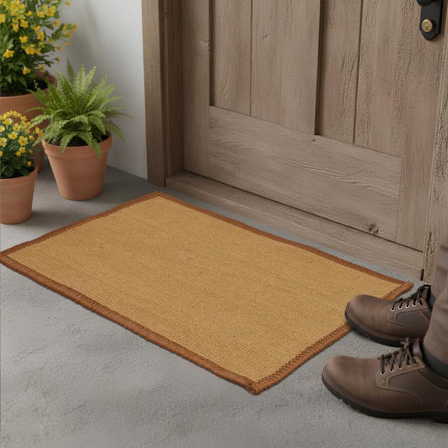 Beige Polyester Cotton Door Mat, , large image number null