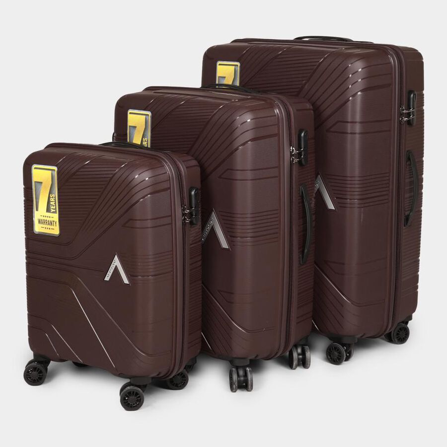 4-Wheel Brown Polypropylene Hard Case Trolley, Small + Medium + Large, , large image number null
