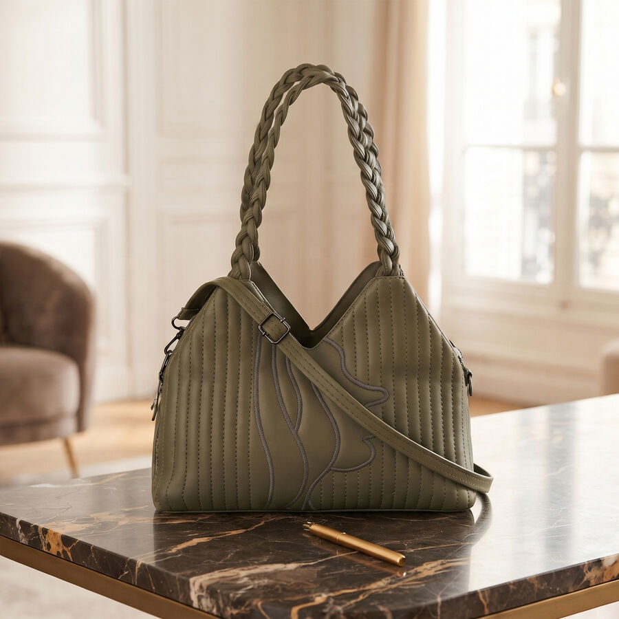 Women's Olive PU Hand Bag , , large
