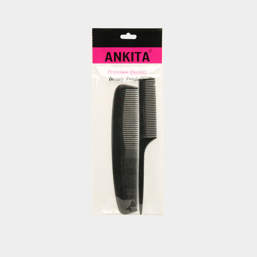 Plastic Hair Comb, Set of 2 - Colour/Design May Vary, , large image number null