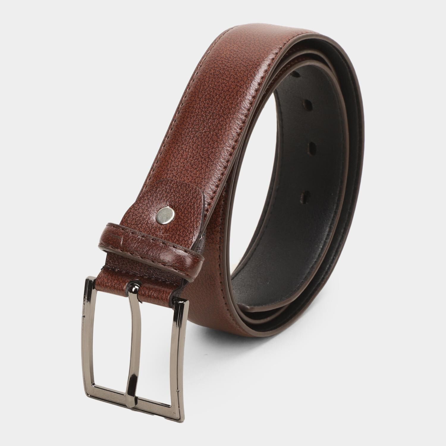 Black Tie                         Men's Brown Polyurethane Formal Belt